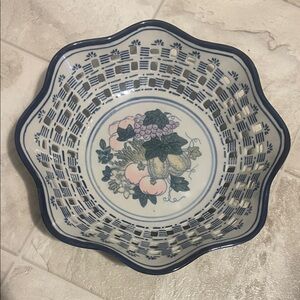 Floral Scalloped Basket Bowl Ansel Hamburg